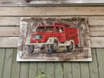 Wandschilderij 3d Brandweerauto metaal, Ophalen