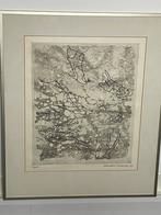 Wout van Heusden , abstracte ets in zware Alu. lijst, Antiek en Kunst, Kunst | Etsen en Gravures, Ophalen of Verzenden