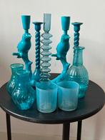 Blauwe Decoratie Set - Kandelaars, Vaasjes, Ophalen of Verzenden
