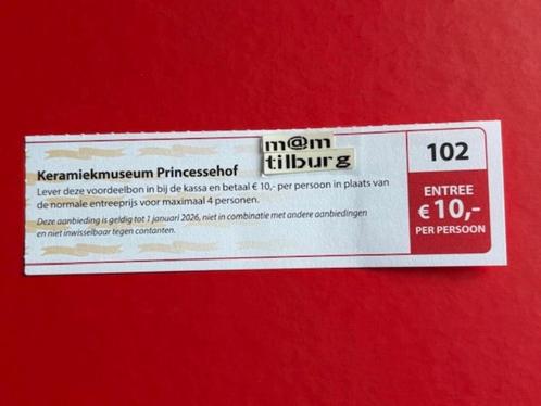 Bon 102 Keramiekmuseum Princessehof entree €10,- p.p., Tickets en Kaartjes, Musea, Drie personen of meer, Kortingskaart
