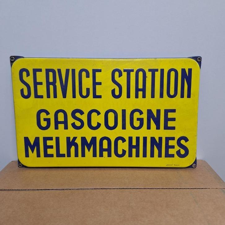Mooi emaillen bord Gascoigne Melkmachines  - Melotte emaille, Antiek en Kunst, Antiek | Emaille, Ophalen of Verzenden