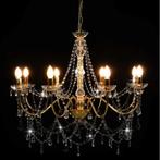 AANBIEDING | Kroonluchter met kralen 8 armen goud! GRATIS BE, Verzenden, Nieuw, Hout