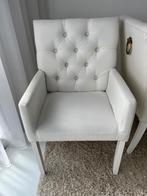 4 Wit gecapitonneerde leren eetstoelen 93x54, Huis en Inrichting, Stoelen, Ophalen, Gebruikt, Gecapitonneerd, Wit