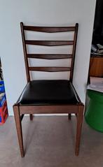 Eetkamer stoel teak leren zitting, Huis en Inrichting, Stoelen, Ophalen, Gebruikt, Bruin, Eén