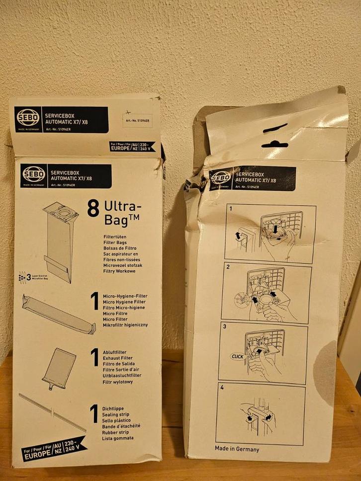 15x SEBO Servicebox Automatic X7/X8 Stofzuigerzakken, Witgoed en Apparatuur, Stofzuigers, Nieuw, Stofzuiger, Minder dan 1200 watt