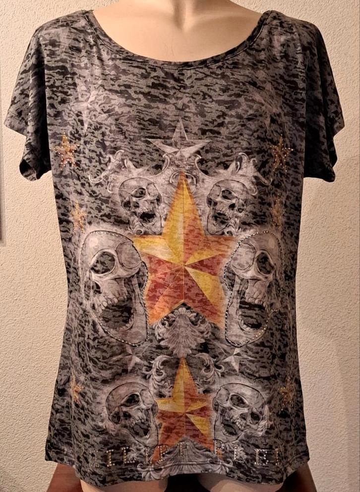 Philipp plein dames t-shirt maat M, Kleding | Dames, T-shirts, Gedragen, Maat 38/40 (M), Grijs, Korte mouw, Ophalen of Verzenden