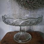 Oude glazen étagère taartschaal schaal op voet *Etage3*, Gebruikt, ., Ophalen of Verzenden, .