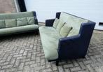 Bankstel banken leer alcantara 2,5 en 3 zits paars groen., Modern design, Gebruikt, Onbekend, Nvt