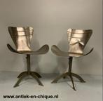 2 Unieke super stoere stalen design stoelen, Twee, Gebruikt, Ophalen of Verzenden, Metaal