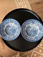 2 Vintage Blauw-Wit Schaaltjes Olde Country Castles England, Ophalen of Verzenden
