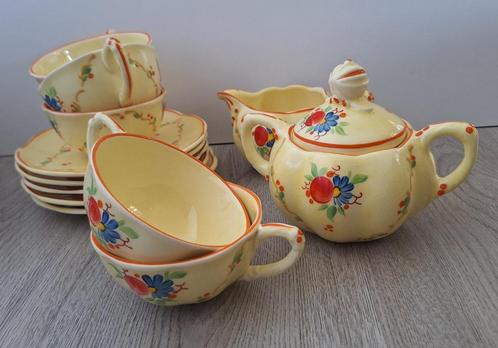 7-delig Theeservies geel Deutsche Ditmar Urbach Utenlandsk, Antiek en Kunst, Antiek | Servies compleet, Ophalen of Verzenden