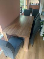 Mooie set van eettafel met 6 grijze stoelen, Huis en Inrichting, Complete eetkamers, Ophalen, Gebruikt, Modern, 4 tot 6 stoelen