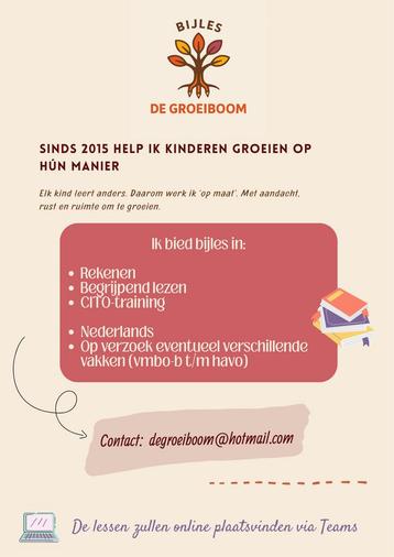 Bijles aangeboden: basisschool en middelbare school online beschikbaar voor biedingen