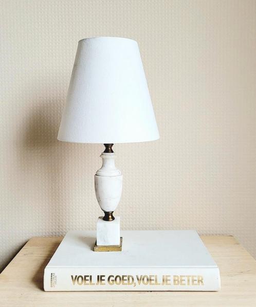 Prachtig vintage marmer met messing tafellampje!, Huis en Inrichting, Lampen | Tafellampen, Zo goed als nieuw, Minder dan 50 cm