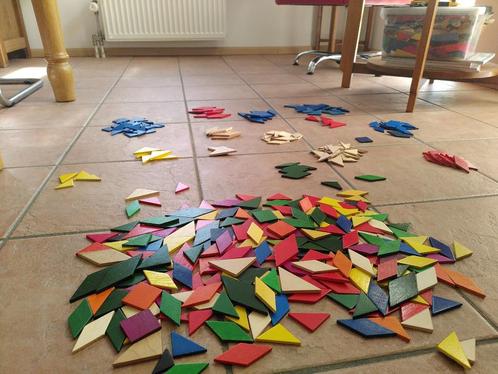 Veel houten kleurige mozaiek vormen, Kinderen en Baby's, Speelgoed | Educatief en Creatief, Gebruikt, Bouwen, Puzzelen, Ontdekken