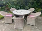 Complete wicker tuinset met ronde tafel, Ophalen, 5 zitplaatsen, Gebruikt, Wicker