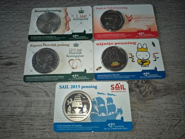 Diverse penningen in coincard zie omschrijving, Postzegels en Munten, Munten | Nederland, Overige waardes, Vóór koninkrijk, Ophalen of Verzenden