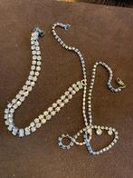 Antieke vintage rhinestones strass sieraden armband ketting, Overige materialen, Ophalen of Verzenden