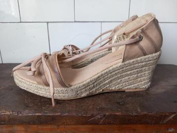 vintage schoenen, boho sandaal met sleehak maat 40 Frankrijk