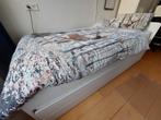 Ikea Släkt Bed met onderbed en matrassen, 90 cm, Eenpersoons, Wit, Zo goed als nieuw