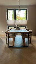 Eettafel 90x200 stalen poten, Huis en Inrichting, Tafels | Eettafels, Gebruikt, Vijf personen of meer, 150 tot 200 cm, Modern