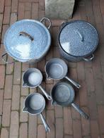 Oude emaille pan pot braadpan grijs gewolkt *Etage3*, Gebruikt, Ophalen of Verzenden