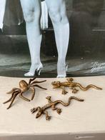 Vintage Messing Dieren 2 Salamanders en 1 Spin, Ophalen of Verzenden