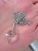zilveren ketting met kristal hart hanger, Ophalen of Verzenden, Zilver, Hanger