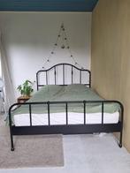 Compleet IKEA Sagstua bed 160x200 cm incl lattenbodems, Ophalen, Gebruikt, Zwart, Tweepersoons