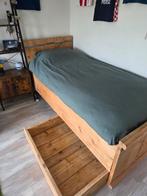 Steigerhouten bed met 2 lades, Huis en Inrichting, Slaapkamer | Bedden, Ophalen, Gebruikt, 90 cm, Eenpersoons