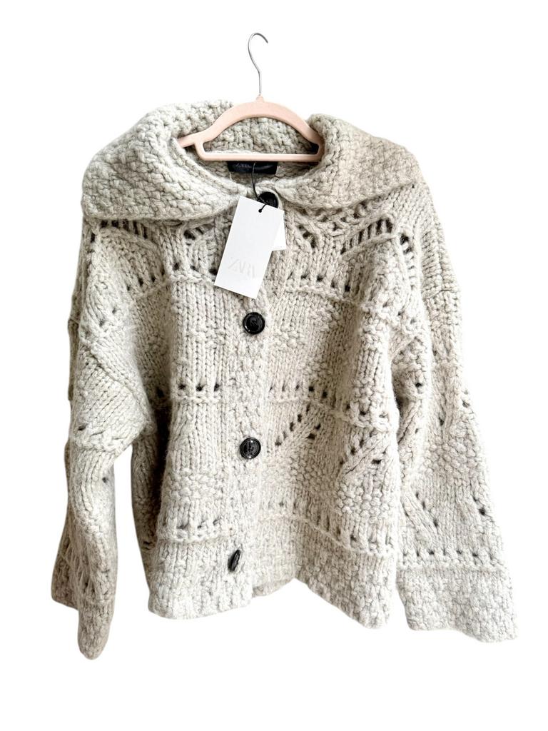 Grofgebreid vest met wol ZARA nieuw met kaartje, Ophalen of Verzenden, Nieuw, Maat 36 (S), Beige