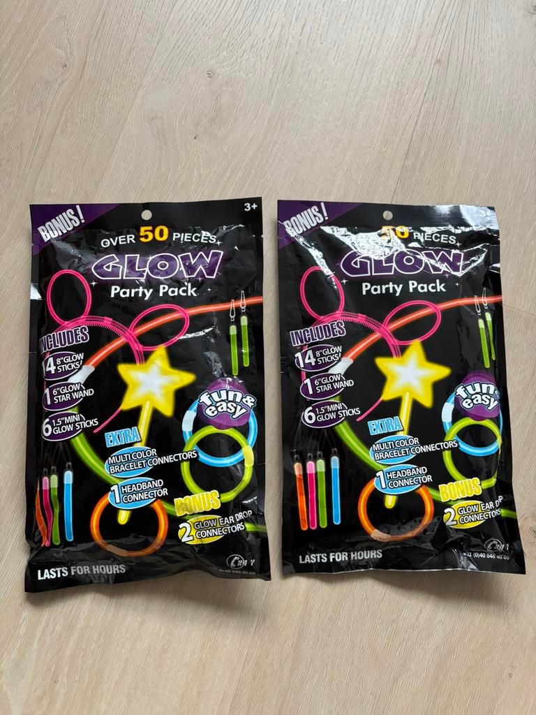 Glow in the dark Party pack 2 x 50 stuks Nieuw, Ophalen of Verzenden, Nieuw, Feestartikel, Carnaval