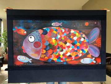 Wandkleed van vrolijk, kleurrijk schilderij 97-134 beschikbaar voor biedingen