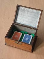 Zeldzame antieke houten (bridge / poker) kist op pootjes €49, Ophalen of Verzenden