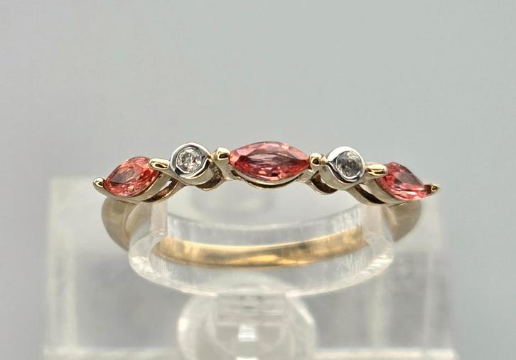 Gouden Vintage ring toermalijn champagne toermalijn.2025/842, Sieraden, Tassen en Uiterlijk, Antieke sieraden, Ring, Goud, Met edelsteen