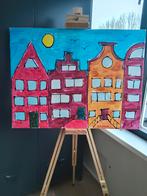 Schilderij 80x60 cm - Kleurrijke grachtenpanden, Ophalen