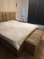 Boxspring leer, Tweepersoons, Zo goed als nieuw, 200 cm, 140 cm