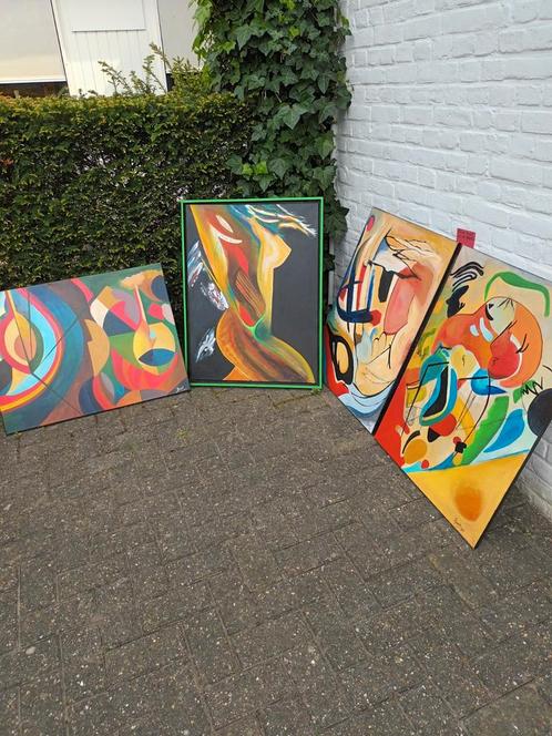 Schilderijen  4 stuks in opruiming., Huis en Inrichting, Woonaccessoires | Schilderijen, Tekeningen en Foto's, Zo goed als nieuw