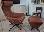Leolux relaxfauteuil Caruzzo design bruin cognac leer, 75 tot 100 cm, Ophalen of Verzenden, Zo goed als nieuw, Metaal