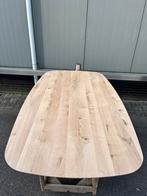 Deens ovaal eettafel 200x110x3 verjongd eiken rustiek, Ophalen, 100 tot 150 cm, Eikenhout, Vijf personen of meer