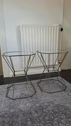 Xenos Bijzettafeltjes Glas en Staal 40x40x55 cm, Huis en Inrichting, Stoelen, Ophalen, Gebruikt, Metaal, Industrieel