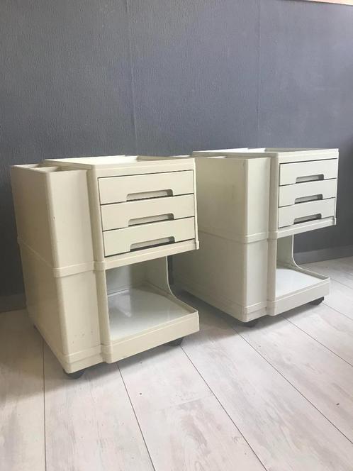 2 X Vintage Organiser Trolley Superstile Neolt Italy, Huis en Inrichting, Tafels | Bijzettafels, Gebruikt, Vierkant, 45 tot 60 cm
