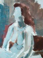 Gouache verf op papier 20e eeuw zittend naakt erotiek, Verzenden