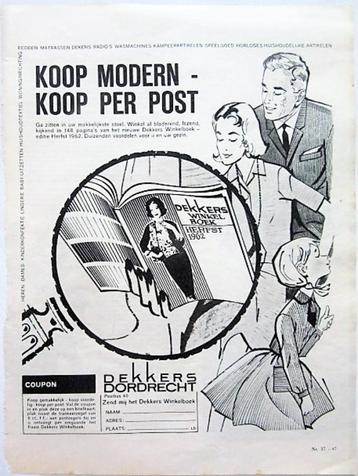 2 vintage advertenties reclames Dekkers winkel boek 1962 beschikbaar voor biedingen