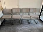 Beige corduroy eetkamer stoelen chroom poten, Ophalen, Overige materialen, Gebruikt, Overige kleuren