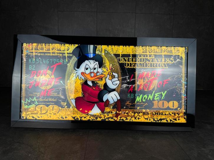 Dagobert Duck plexiglas schilderij met lijst, Huis en Inrichting, Woonaccessoires | Schilderijen, Tekeningen en Foto's, Zo goed als nieuw