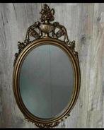 Vintage art deco ovaalvormige spiegel goudkleurig, Ophalen, Minder dan 50 cm, Zo goed als nieuw, Minder dan 100 cm