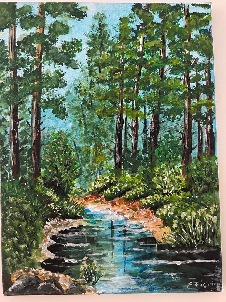 Landschap schilderij acrylverf 30x40, Ophalen of Verzenden