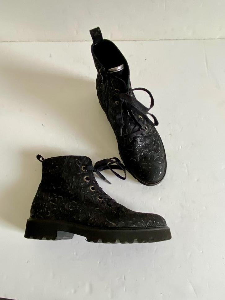 J468 Gabor maat 38 leren boots veter-schoenen zwart leer, Kleding | Dames, Schoenen, Zo goed als nieuw, Zwart, Ophalen of Verzenden