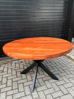 Eettafel mangohout Diameter 130 cm, Ophalen, 100 tot 150 cm, Rond, Zo goed als nieuw